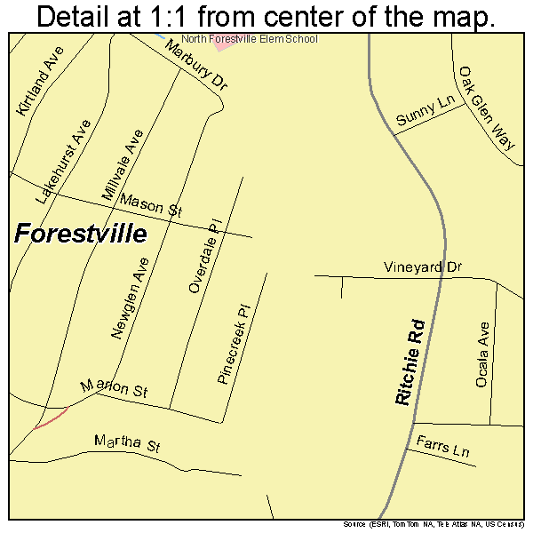 Forestville, Maryland road map detail