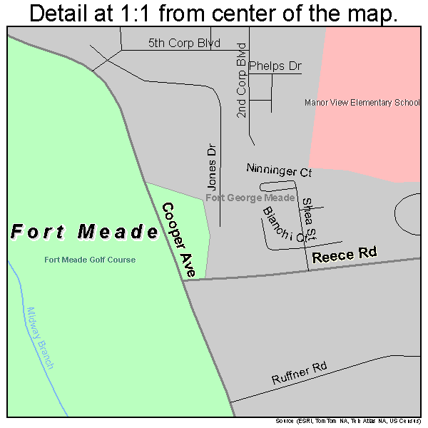 Fort Meade, Maryland road map detail