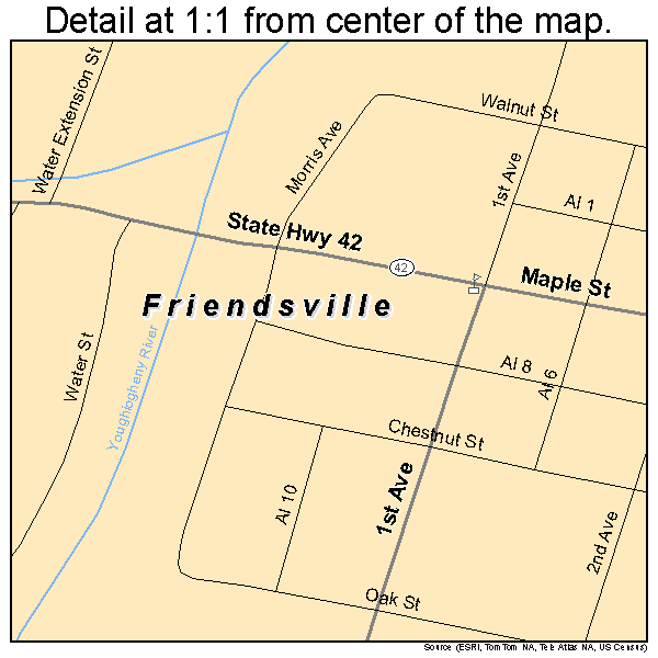 Friendsville, Maryland road map detail
