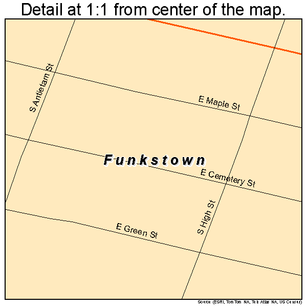 Funkstown, Maryland road map detail