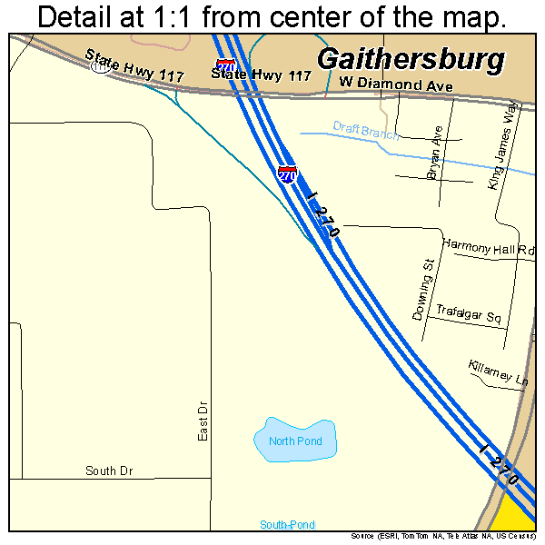 Gaithersburg, Maryland road map detail