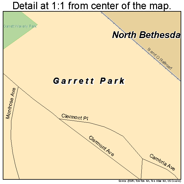 Garrett Park, Maryland road map detail