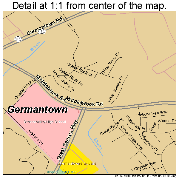 Germantown, Maryland road map detail