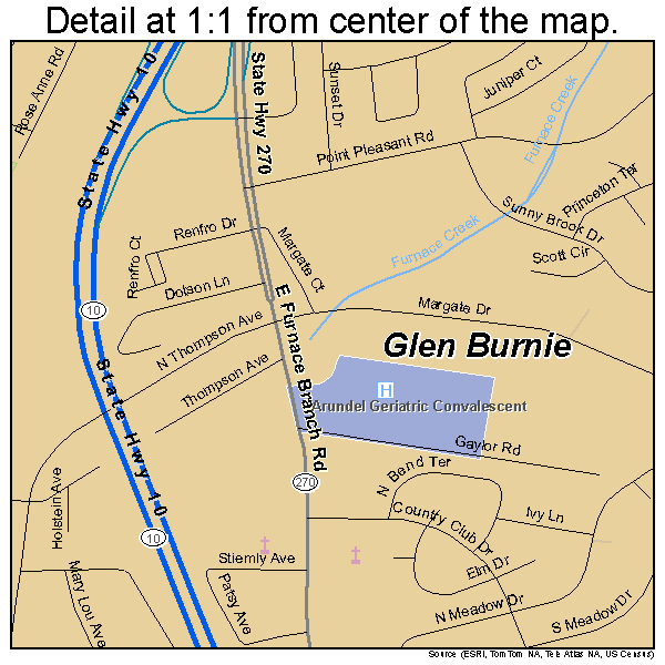 Glen Burnie, Maryland road map detail