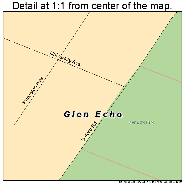 Glen Echo, Maryland road map detail