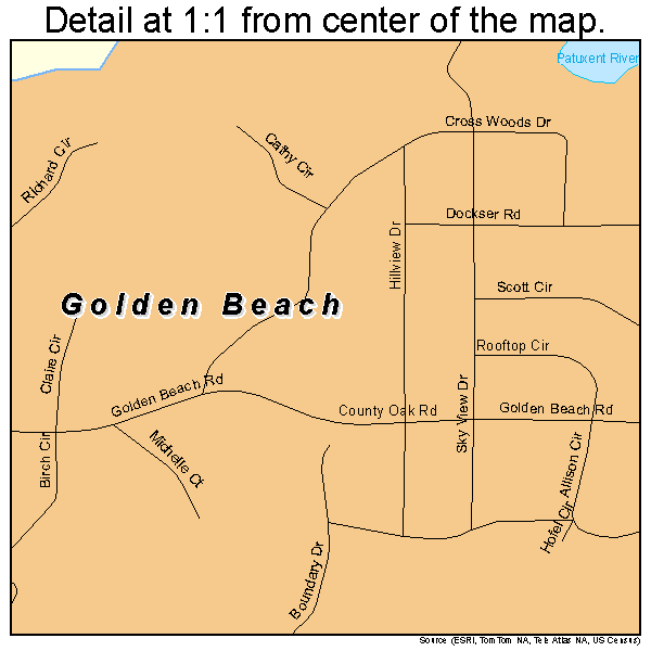 Golden Beach, Maryland road map detail