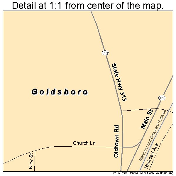 Goldsboro, Maryland road map detail