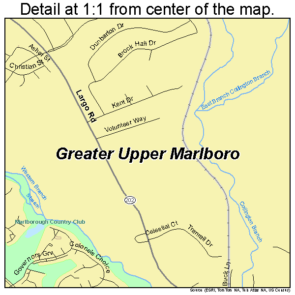 Greater Upper Marlboro, Maryland road map detail