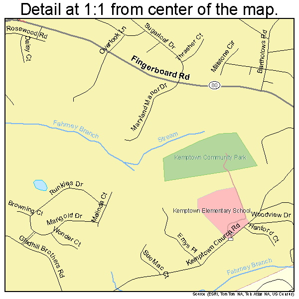 Green Valley, Maryland road map detail