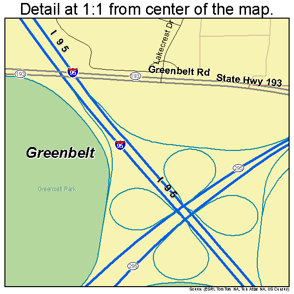 Greenbelt, Maryland road map detail