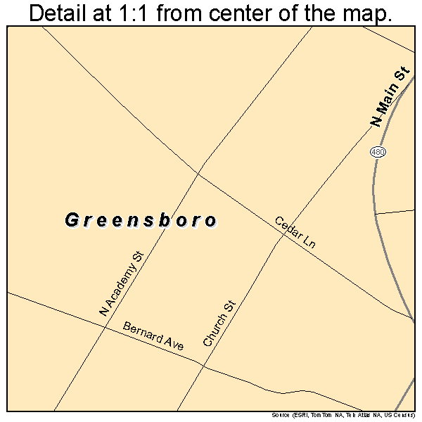Greensboro, Maryland road map detail