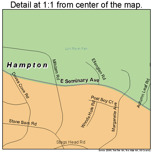 Hampton, Maryland road map detail