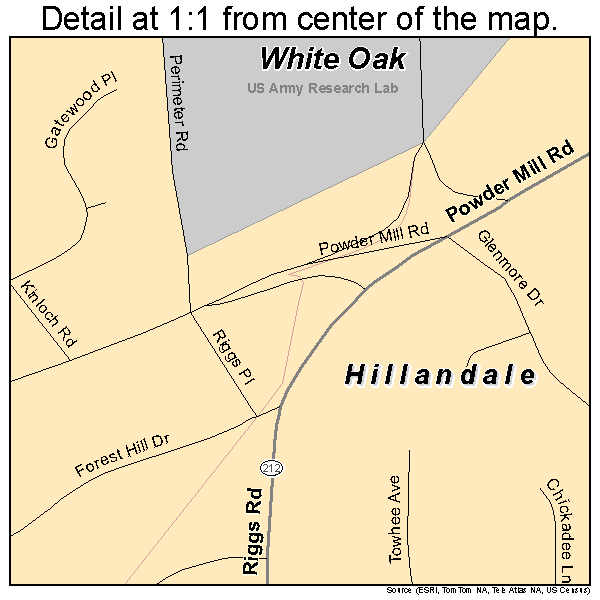 Hillandale, Maryland road map detail