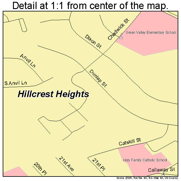 Hillcrest Heights, Maryland road map detail