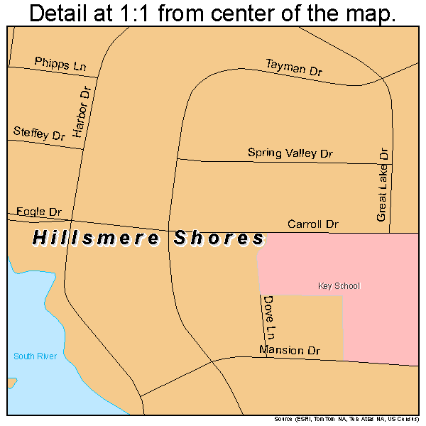 Hillsmere Shores, Maryland road map detail
