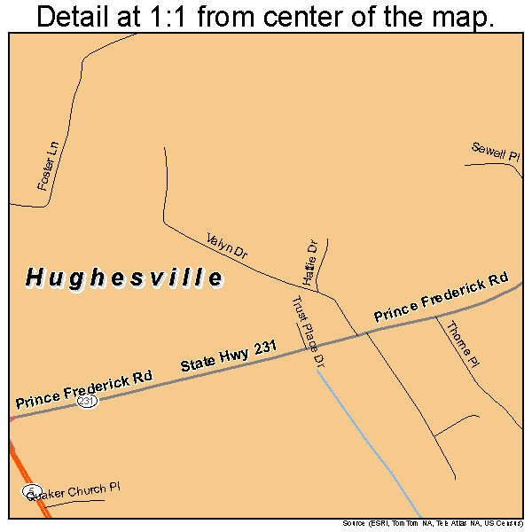 Hughesville, Maryland road map detail