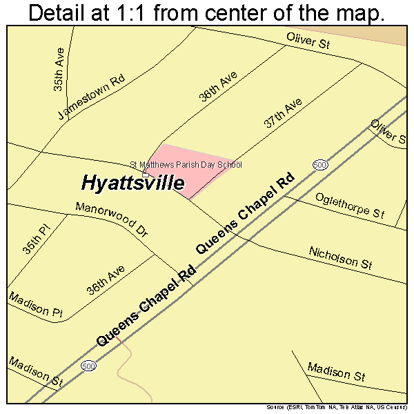 Hyattsville, Maryland road map detail