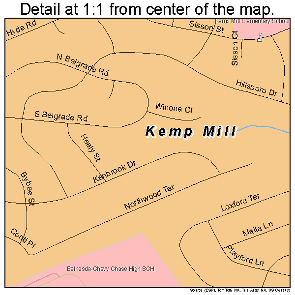 Kemp Mill, Maryland road map detail