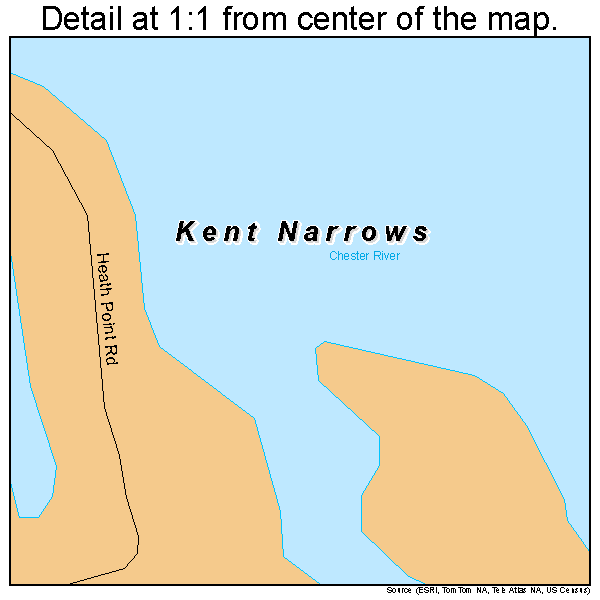 Kent Narrows, Maryland road map detail