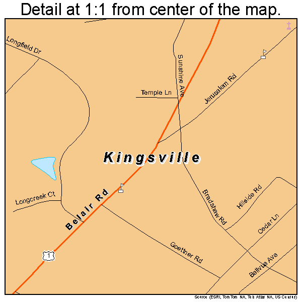 Kingsville, Maryland road map detail