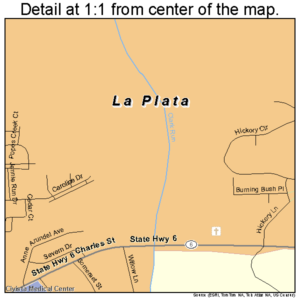 La Plata, Maryland road map detail