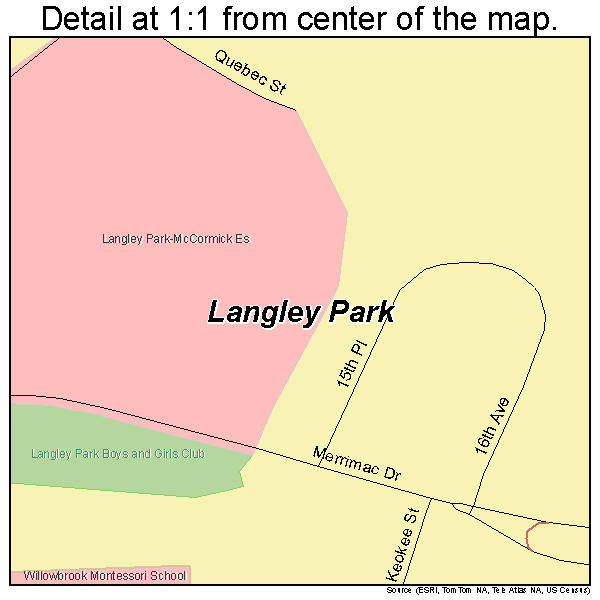 Langley Park, Maryland road map detail