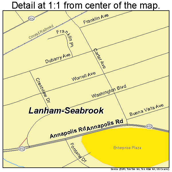Lanham-Seabrook, Maryland road map detail