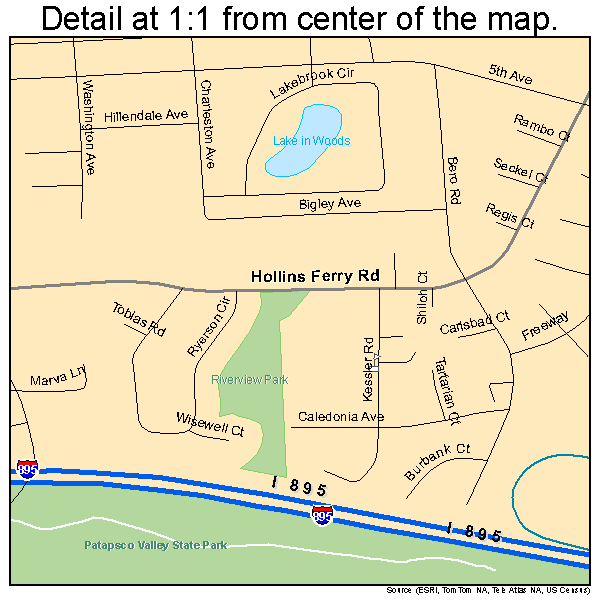 Lansdowne-Baltimore Highlands, Maryland road map detail