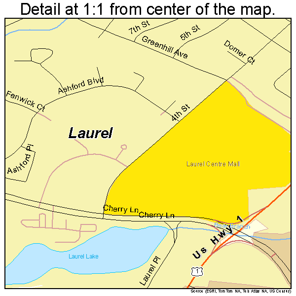 Laurel, Maryland road map detail