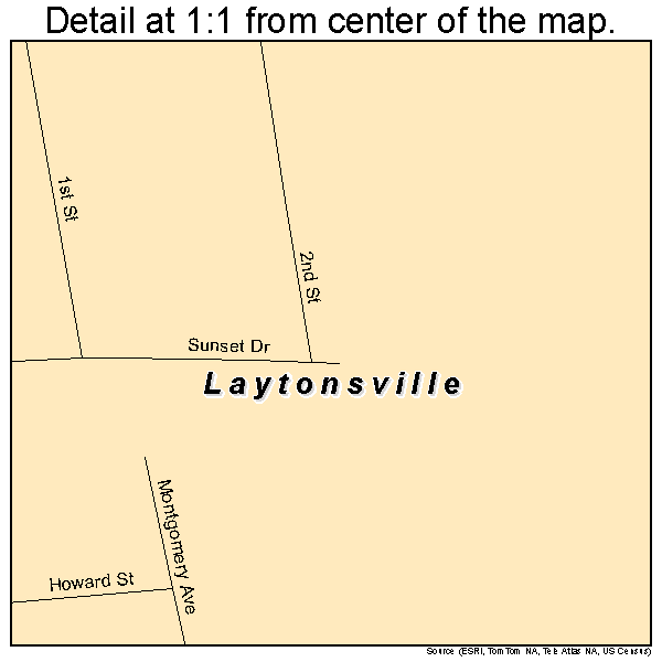 Laytonsville, Maryland road map detail