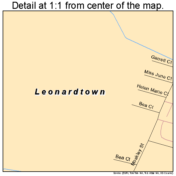 Leonardtown, Maryland road map detail