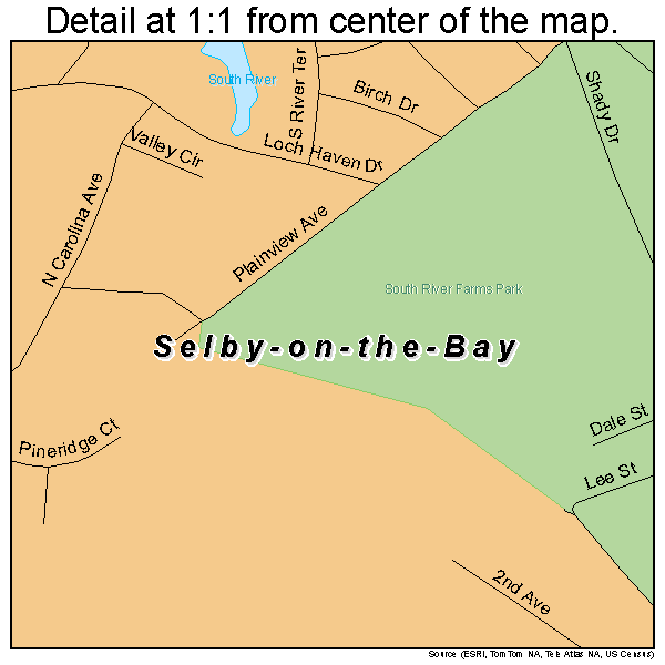 Selby-on-the-Bay, Maryland road map detail