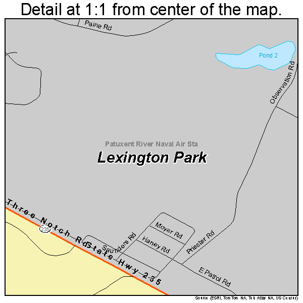 Lexington Park, Maryland road map detail