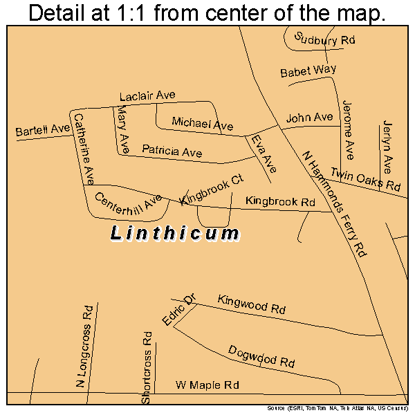 Linthicum, Maryland road map detail