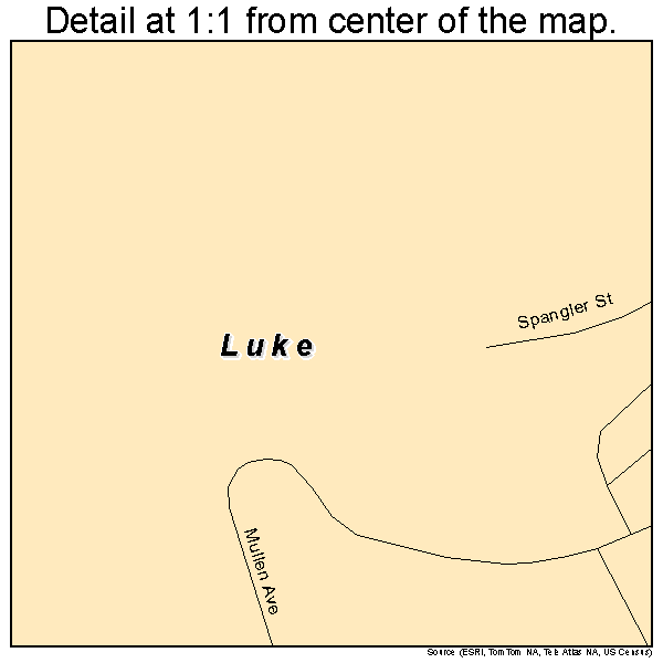 Luke, Maryland road map detail