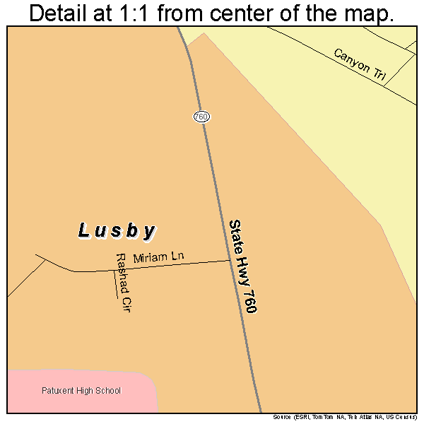 Lusby, Maryland road map detail