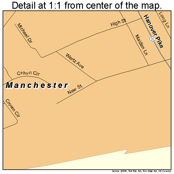 Manchester, Maryland road map detail