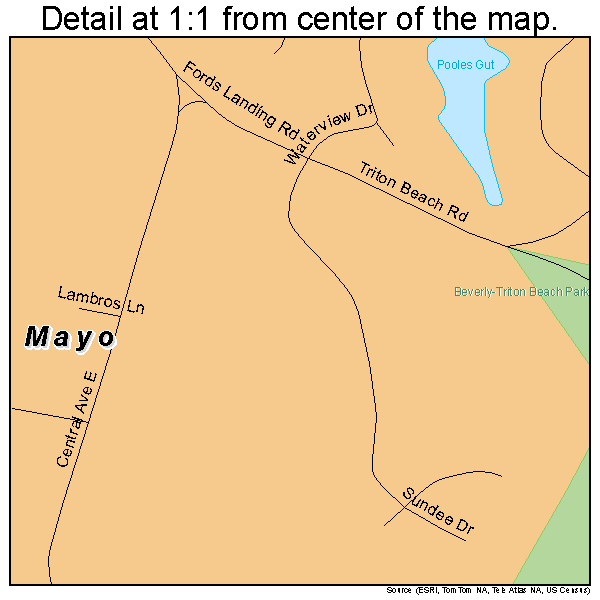 Mayo, Maryland road map detail