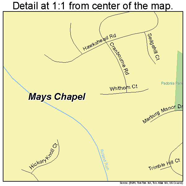 Mays Chapel, Maryland road map detail