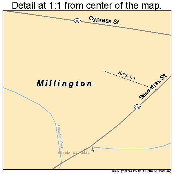 Millington, Maryland road map detail
