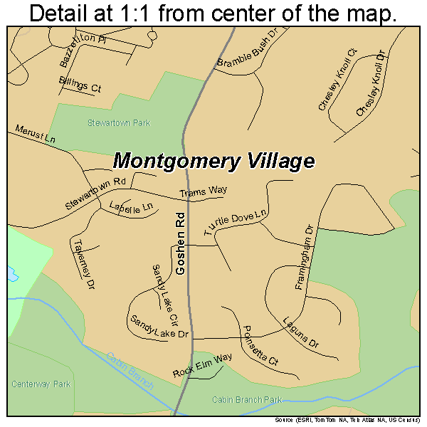 Montgomery Village, Maryland road map detail