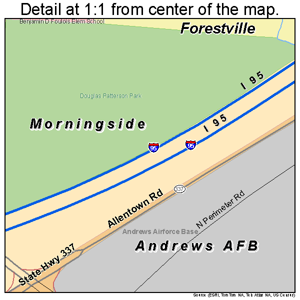 Morningside, Maryland road map detail