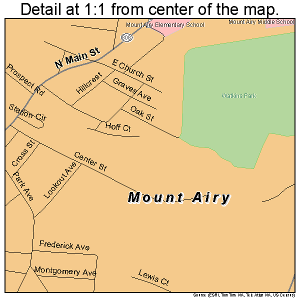 Mount Airy, Maryland road map detail