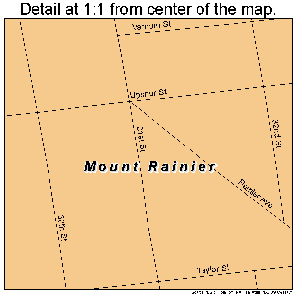 Mount Rainier, Maryland road map detail