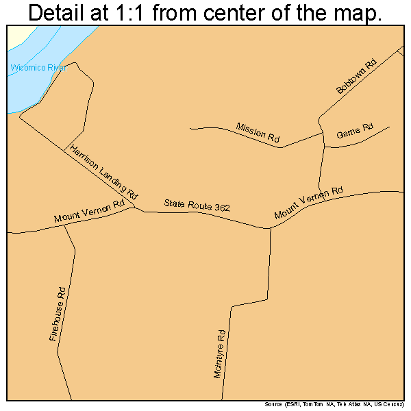Mount Vernon, Maryland road map detail
