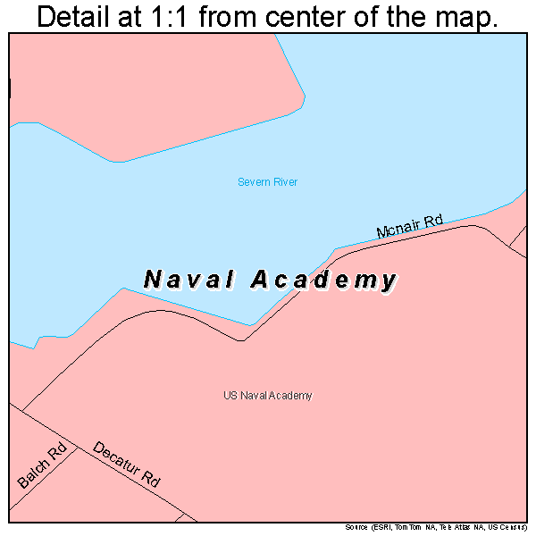 Naval Academy, Maryland road map detail