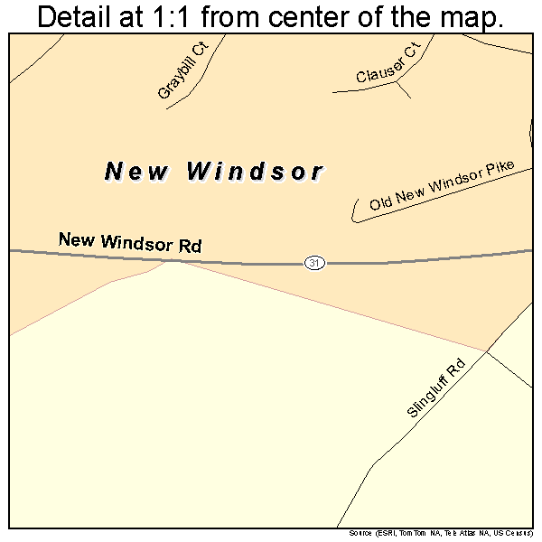 New Windsor, Maryland road map detail