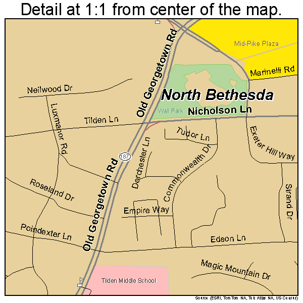 North Bethesda, Maryland road map detail