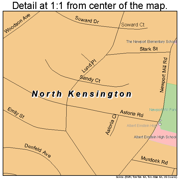 North Kensington, Maryland road map detail