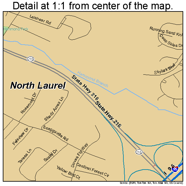 North Laurel, Maryland road map detail